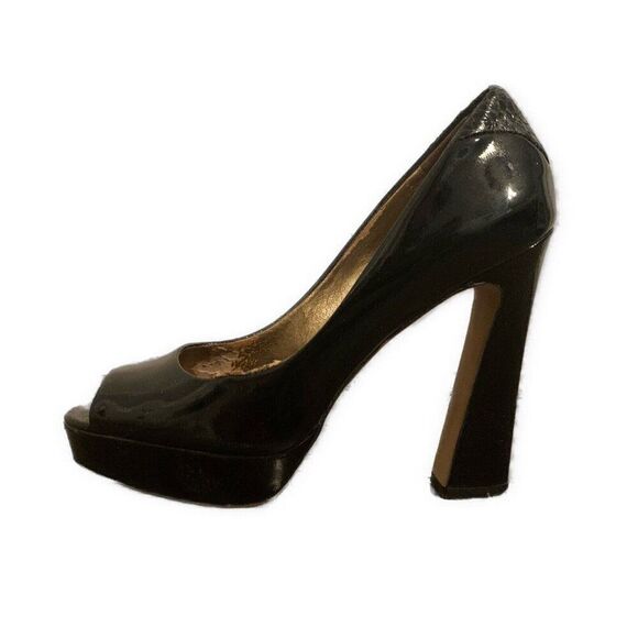 sam edelman Solid Black Block Peep Toe High Heels Pumps 6.5 - Picture 1 of 5